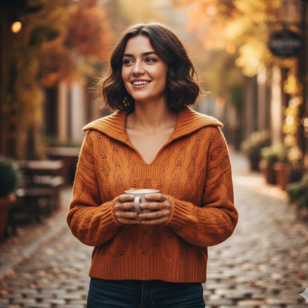 Pink Rose Rusty Brown Sweater